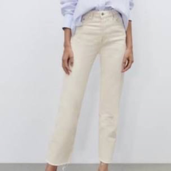 Zara ecru straight jeans - Picture 1 of 6